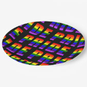 レインボープライド文字アートオンカスタムブラックカラー ペーパープレート (アングル)