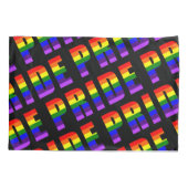 レインボープライド文字アートオンカスタムブラックカラー 枕カバー (裏面)