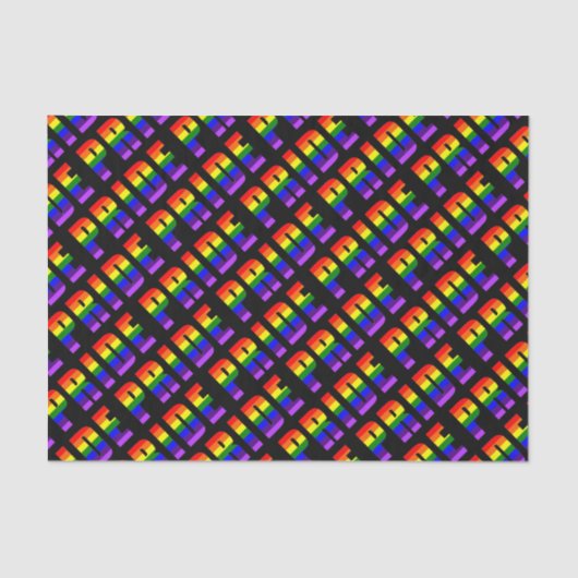 レインボープライド文字アートオンカスタムブラックカラー 薄葉紙 (正面)