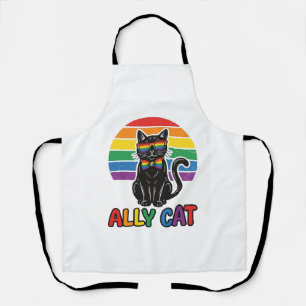 レインボープライド ヴィンテージ 猫 Tシャツ デザイン_1 エプロン