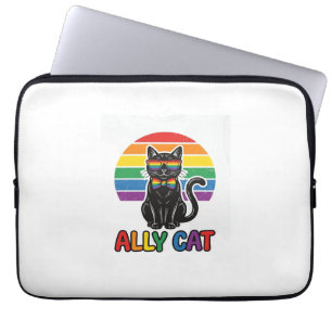 レインボープライド ヴィンテージ 猫 Tシャツ デザイン_1 ラップトップスリーブ