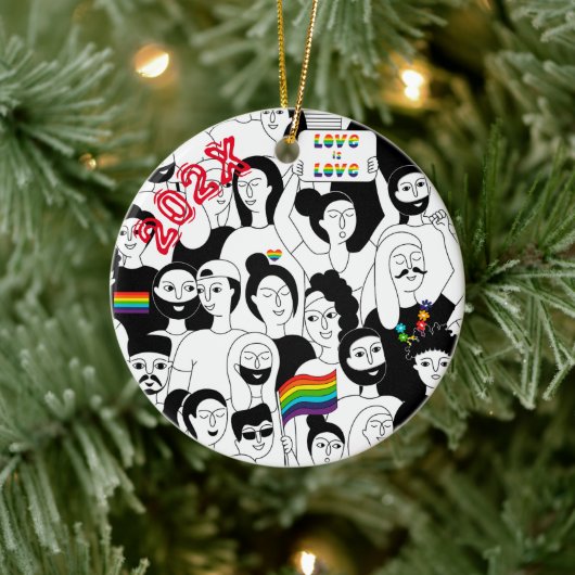 レインボープライドLGBTQIA+ 名前入り 年 セラミックオーナメント (ツリー)