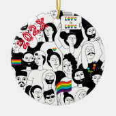 レインボープライドLGBTQIA+ 名前入り 年 セラミックオーナメント (正面)