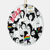レインボープライドLGBTQIA+ 名前入り 年 セラミックオーナメント (左)