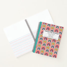 レインボープライマリコンポジションノートブックストーリージャーナル ノートブック