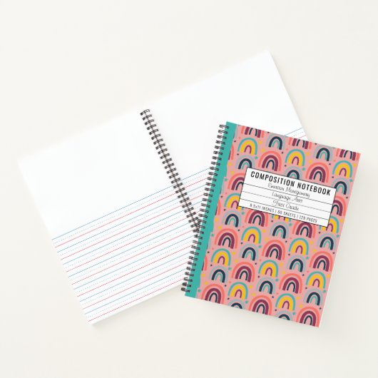 レインボープライマリコンポジションノートブックストーリージャーナル ノートブック (内部)