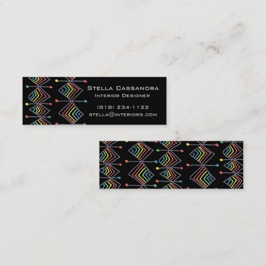 レインボープリズムダイヤモンドクリエイティブ幾何学的ブラック スキニー名刺 (正面/裏面)
