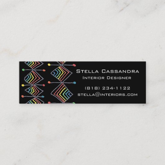 レインボープリズムダイヤモンドクリエイティブ幾何学的ブラック スキニー名刺 (正面)