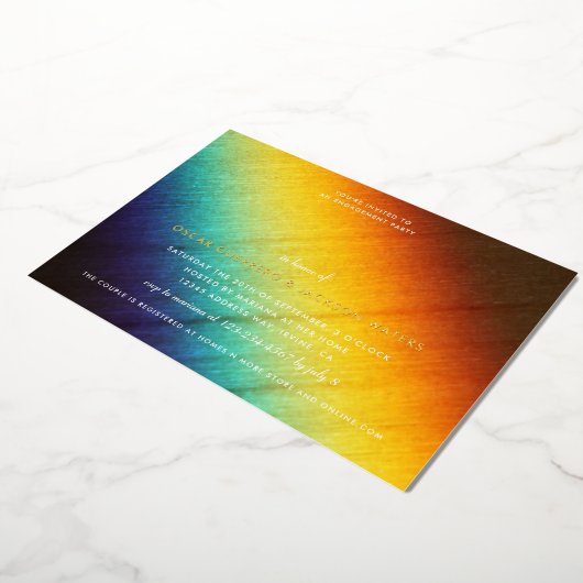 レインボープリズムラブイズラブゲイ婚約パーティ 箔招待状 (回転した状態)