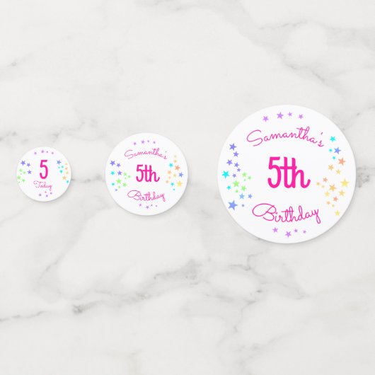 レインボープリンセスユニコーンパーソナライズされた誕生日 コンフェッティ (裏面)