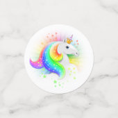 レインボープリンセスユニコーンパーソナライズされた誕生日 コンフェッティ (スモール正面)