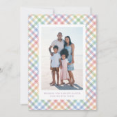 レインボープレイドフレームカラフルパステルイースター シーズンカード (正面)