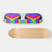 レインボーヘアの女性シルエット付きスケートデッキ スケートボード (横)
