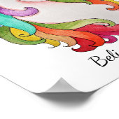 レインボーヘアの水彩ユニコーン ポスター (角)