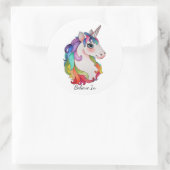 レインボーヘアの水彩ユニコーン ラウンドシール (バッグ)