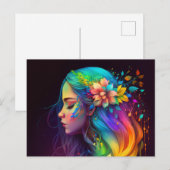 レインボーヘアガール ポストカード (正面/裏面)