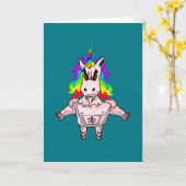 レインボーヘアマッスルユニコーン体建物 カード (黄色い花)