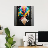 レインボーヘア – バックワードポートレートスタイル ポスター (ホームオフィス)