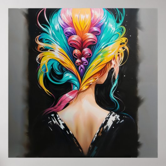 レインボーヘア – バックワードポートレートスタイル ポスター (正面)