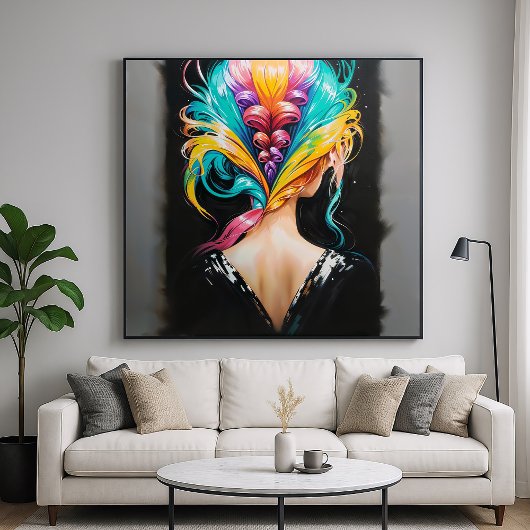 レインボーヘア – バックワードポートレートスタイル ポスター