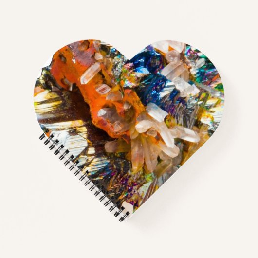 レインボーヘマタイトクリスタルハートメモ帳バレンタイン ノートブック (正面)