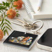 レインボーヘマタイト結晶 キーホルダー (正面右)