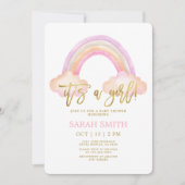 レインボーベイビーシャワーの女の子 招待状 (正面)
