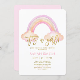 レインボーベイビーシャワーガール 招待状