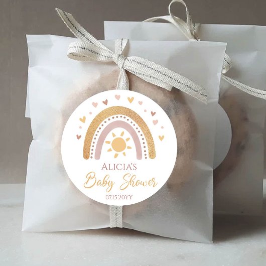 レインボーベイビーシャワークラシックラウンドステッカー ラウンドシール