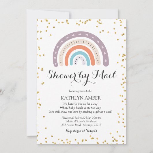 レインボーベイビーシャワーバイメール招待状 招待状 (正面)