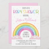 レインボーベイビーシャワー招待状、ガールベイビーシャワー 招待状 (正面/裏面)
