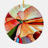 レインボーベゴニアフラワーウォーターオリジナルアート セラミックオーナメント (裏面)