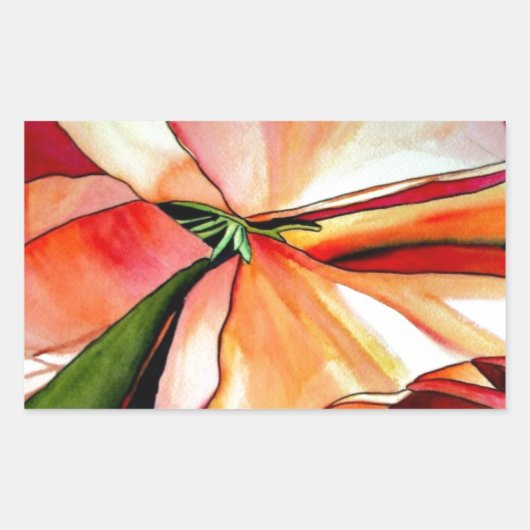 レインボーベゴニアフラワーウォーターオリジナルアート 長方形シール (正面)