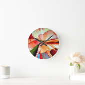 レインボーベゴニアフラワーウォーターカラーオリジナルアート ラウンド壁時計 (ホーム)