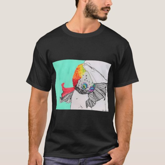 レインボーベタ - 小さなミクストメディアイラスト Tシャツ (正面)