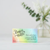 レインボーベビーおむつラッフルチケット、ブラックスクリプト エンクロージャーカード (スタンド正面)