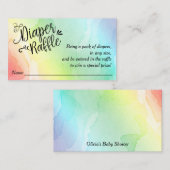 レインボーベビーおむつラッフルチケット、ブラックスクリプト エンクロージャーカード (正面/裏面)