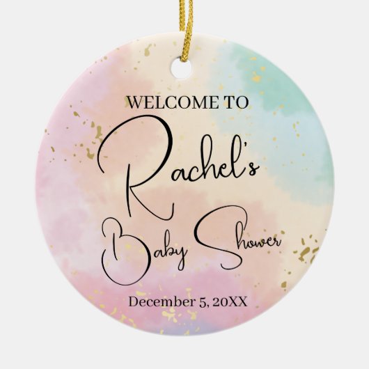 レインボーベビーカラフルシャワー水カスタム色Cer セラミックオーナメント (正面)