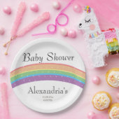 レインボーベビーガールまたはボーイベビーシャワーパーティー ペーパープレート (パーティー)