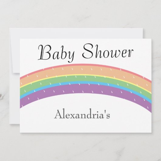 レインボーベビーガールまたはボーイベビーシャワーパーティー 招待状 (裏面)