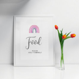 レインボーベビーガールフードベビーシャワーサイン ポスター