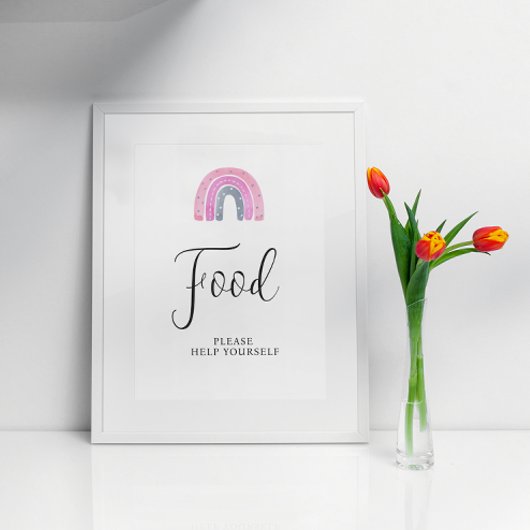 レインボーベビーガールフードベビーシャワーサイン ポスター