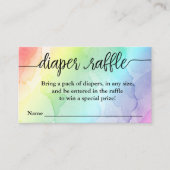 レインボーベビーシャワーおむつラッフルエンクロージャカード 名刺 (正面)