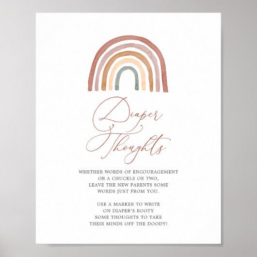 レインボーベビーシャワーおむつ思考サイン ポスター (正面)