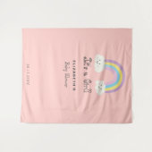 レインボーベビーシャワーかわいい女の子ピンクのかわいい タペストリー (正面(横))