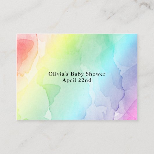 レインボーベビーシャワーで本を挿入できるカード 名刺 (裏面)