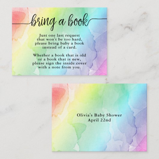 レインボーベビーシャワーで本を挿入できるカード 名刺 (正面/裏面)