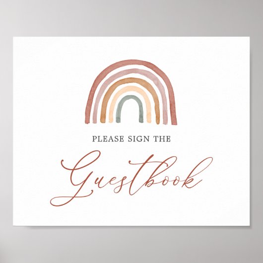 レインボーベビーシャワーのゲストブックサイン ポスター (正面)
