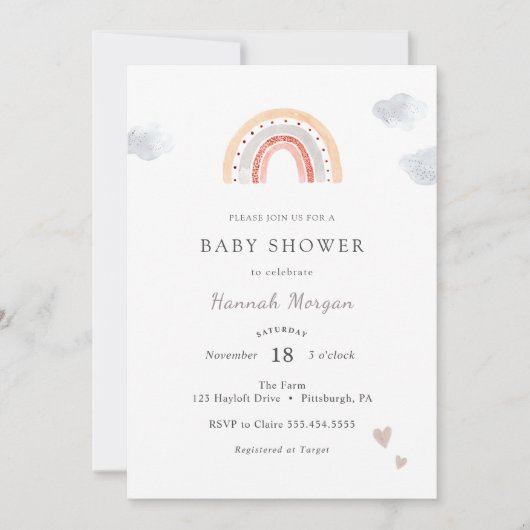 レインボーベビーシャワーへの招待 招待状 (正面)