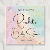 レインボーベビーシャワーカラフルウォーターカスタムカラー フェイバータグ (正面)